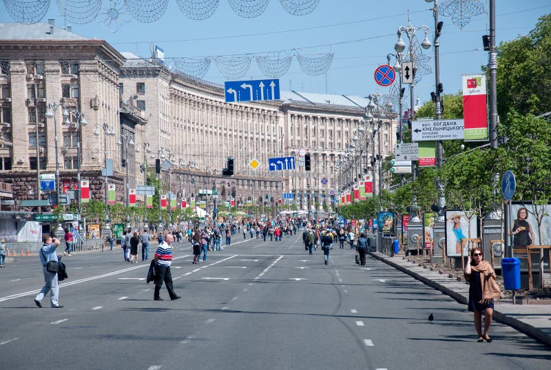 Khreshchatyk Street in Kiev, Ukraine Editorial Image Image of