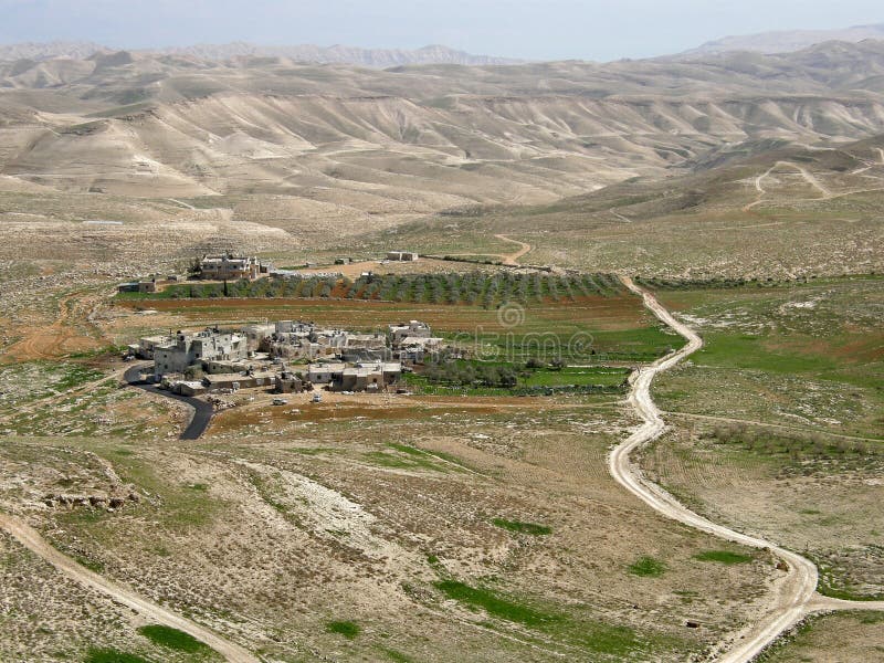 Kibbutz nearby Herodium – King Herod's Palace-Fortress, Judean Desert, Israel royalty free stock photos Kibbutz nearby Herodium – King Herod's Palace-Fortress, Judean Desert, Israel royalty free stock photos