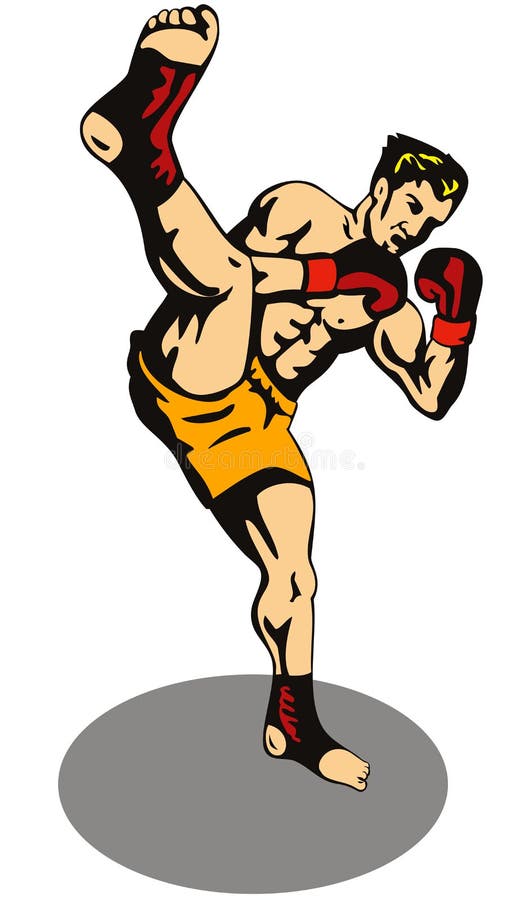 Illustration on the sport of kick boxing. Illustration on the sport of kick boxing