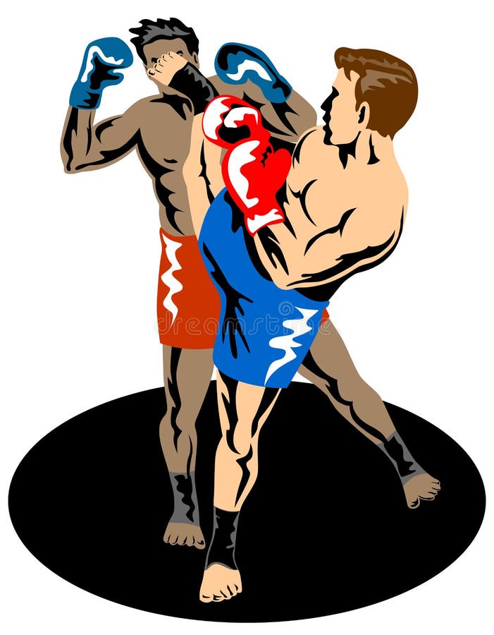 Illustration on the sport of kick boxing. Illustration on the sport of kick boxing