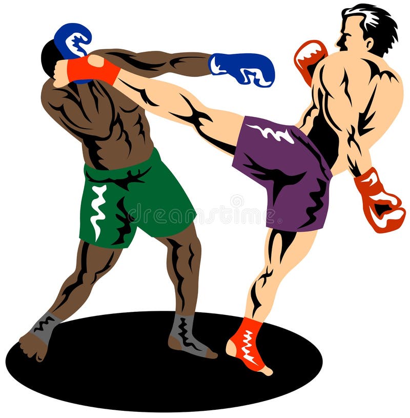 Illustration on the sport of kick boxing. Illustration on the sport of kick boxing