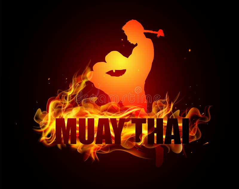 Kick boxing thaïlandais dans le coup avec la boxe thaïlandaise de posture de genou illustration stock Kick boxing thaïlandais dans le coup avec la boxe thaïlandaise de posture de genou illustration stock