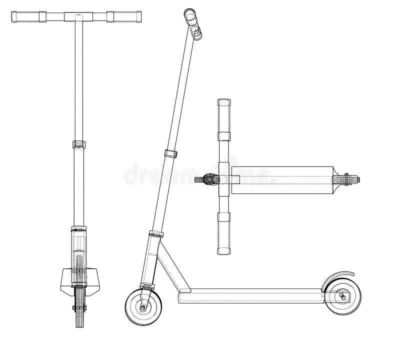 Kick Scooter Outline. Vector Stock Vector Illustration of scooter