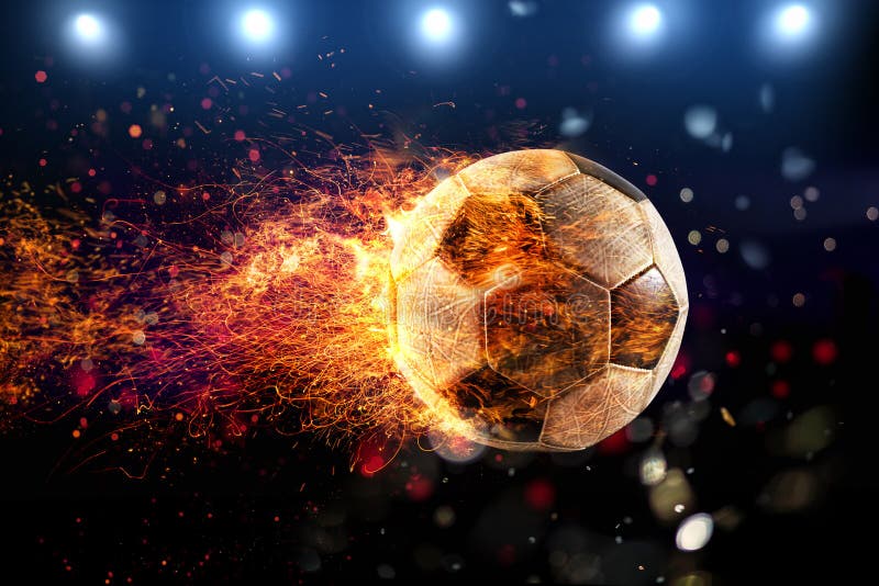 Fiery Soccer Ball Bet Concept Analysis Foto stock 2293061155