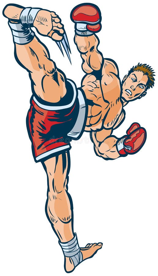 Kickboxer die Hoge Zijschop Vectorillustratie uitvoeren royalty-vrije illustratie Kickboxer die Hoge Zijschop Vectorillustratie uitvoeren royalty-vrije illustratie