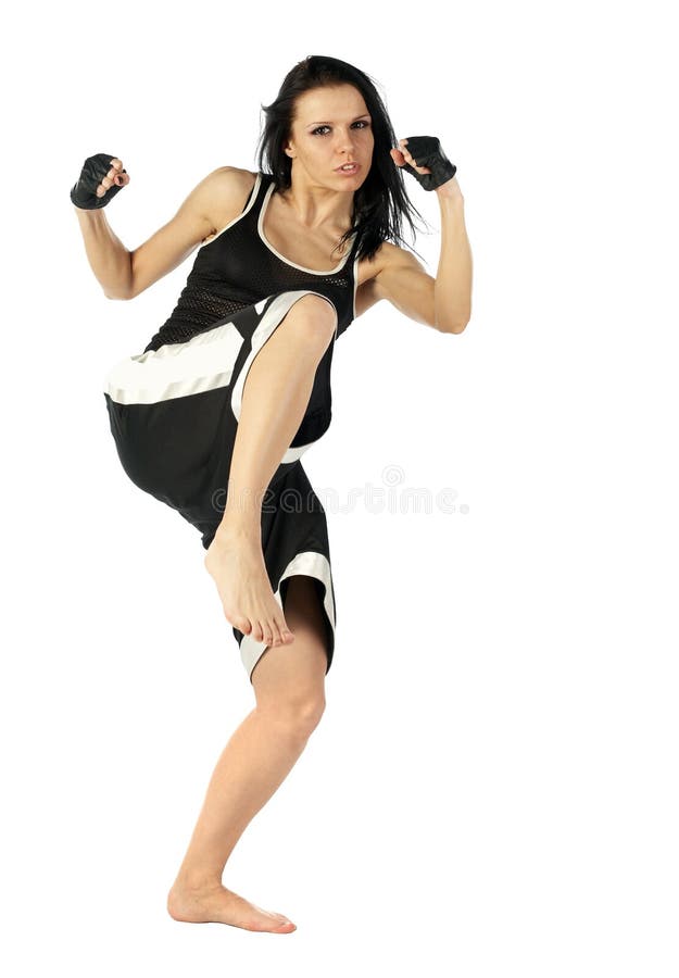 Kickboxing female stock photo. Image of black, combative 12281244