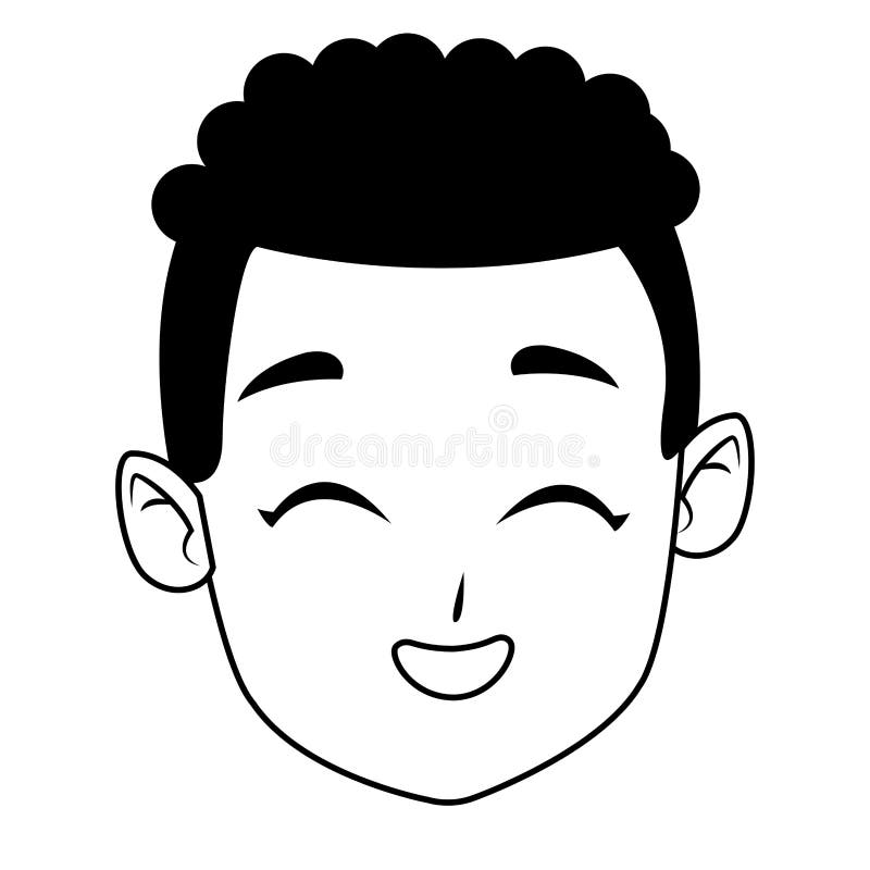 Kind Smiling Boy Face (Black)