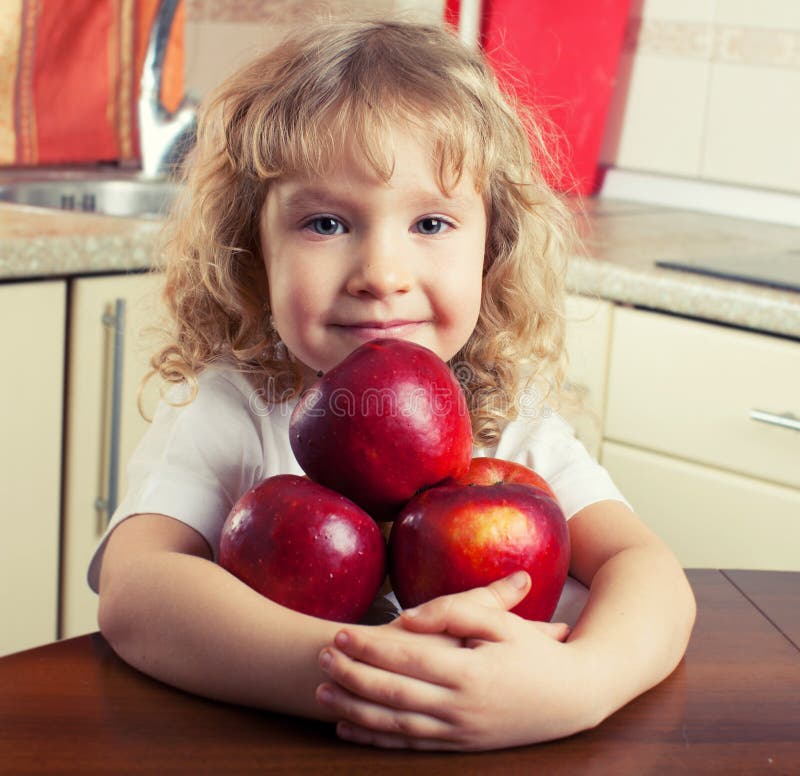 Kid with apple