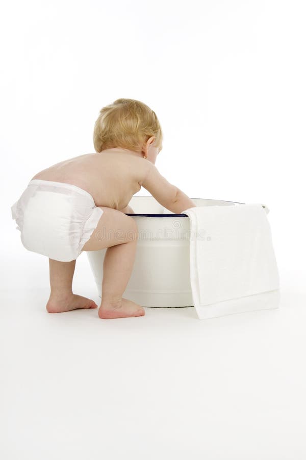 Kid before bath. royalty free stock photos