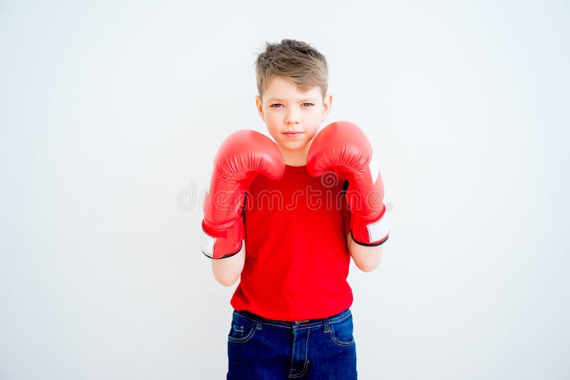 Kid with boxing gloves stock photo. Image of portrait 91807048