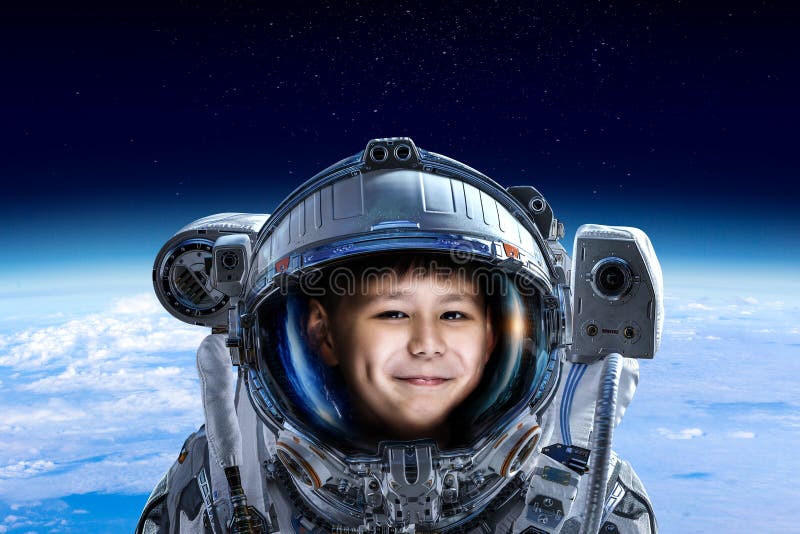 Exploring outer space. Mixed media stock photo