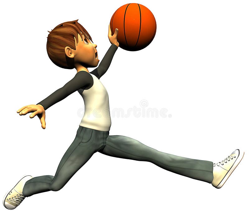 Kid boy basketball jump fly