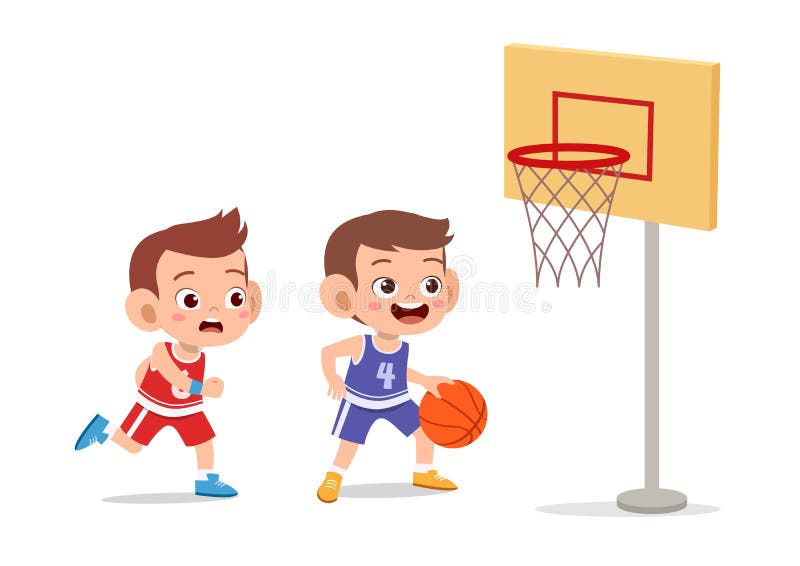 School boys basketball team with their coach Stock Vector