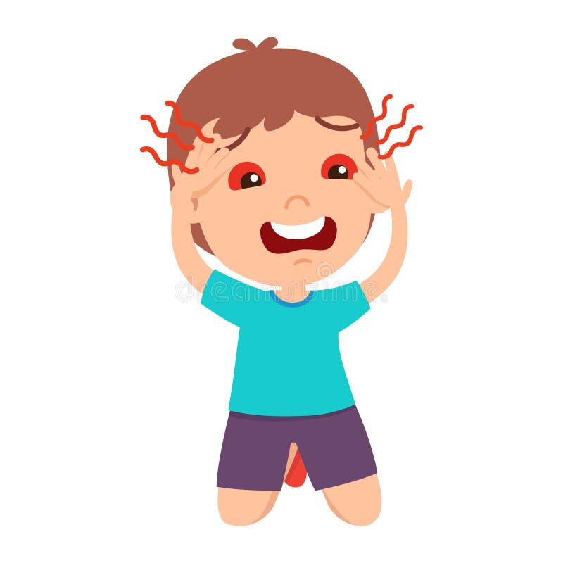 Kid Boy Eye Pain and Red Eye Stock Vector Illustration of health