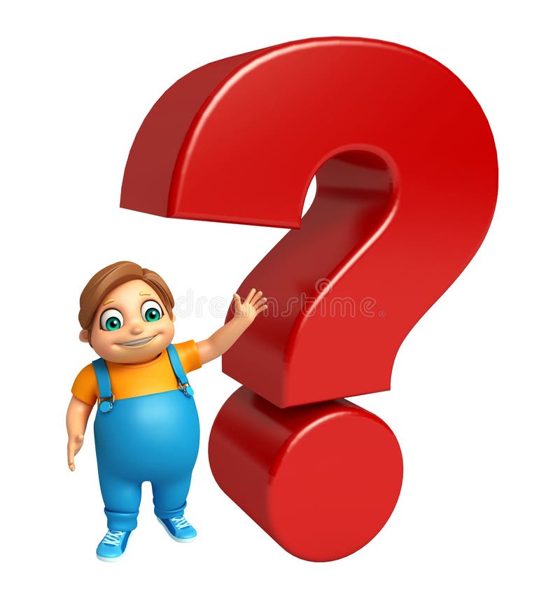 Kid boy with Question mark sign vector illustration