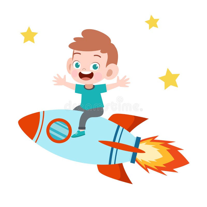 Cartoon Boy In A Spacecraft Stock Vector - Illustration of space