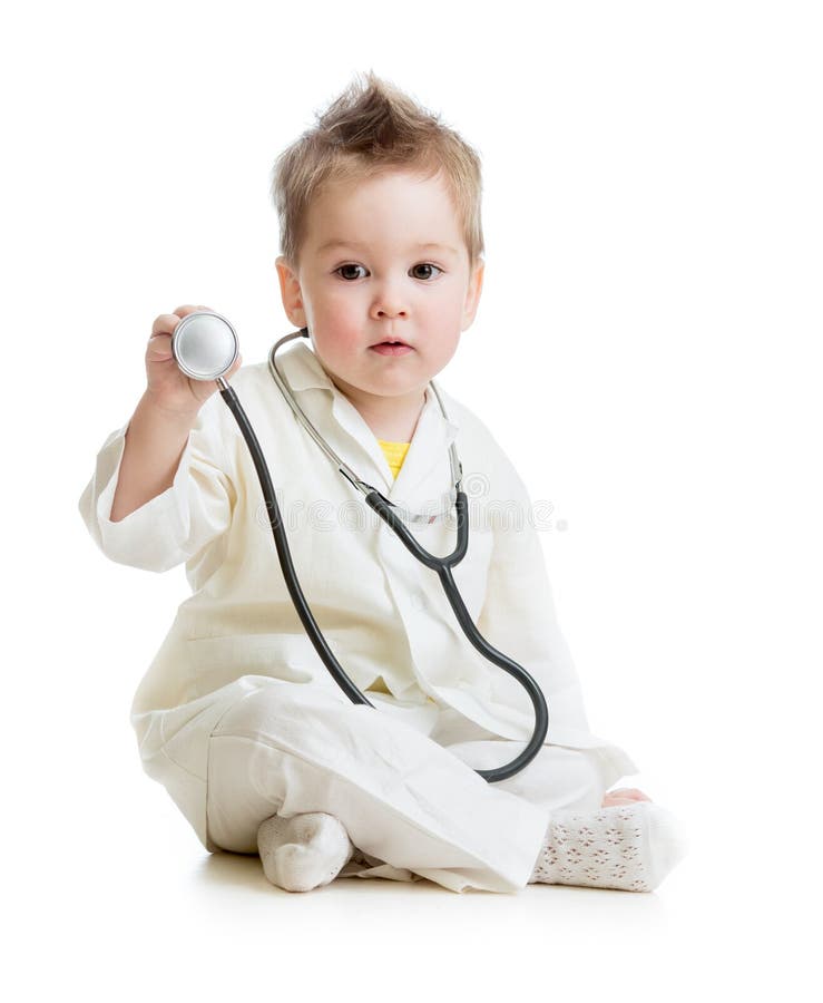 Kid or Child Playing Doctor with Stethoscope Stock Image Image of