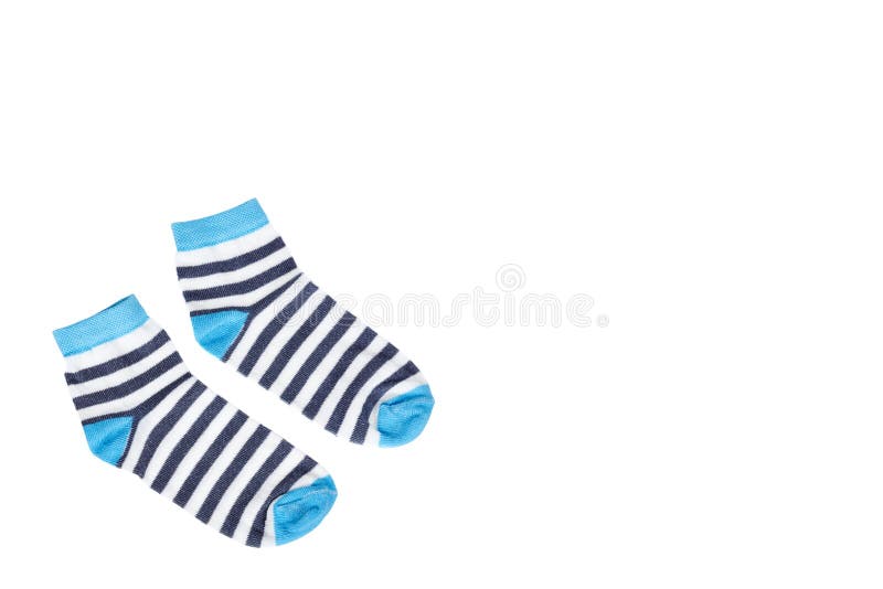 Kid cotton socks, striped texture. Isolated on white background, copy space template royalty free stock photos Kid cotton socks, striped texture. Isolated on white background, copy space template royalty free stock photos
