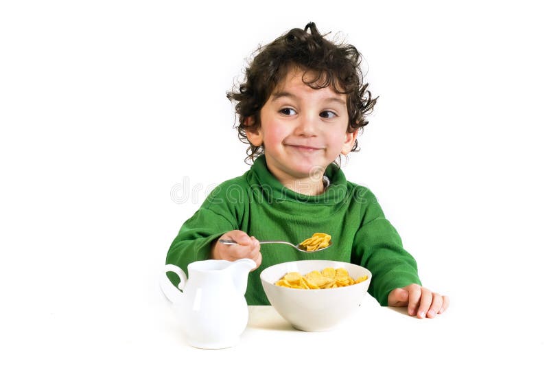 Kid eating cornflakes