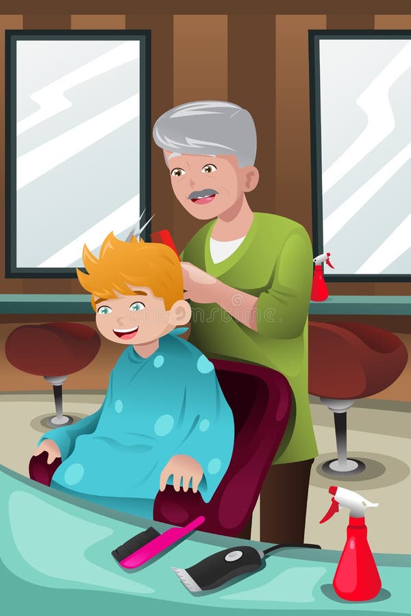 Kid getting a haircut stock vector. Illustration of 