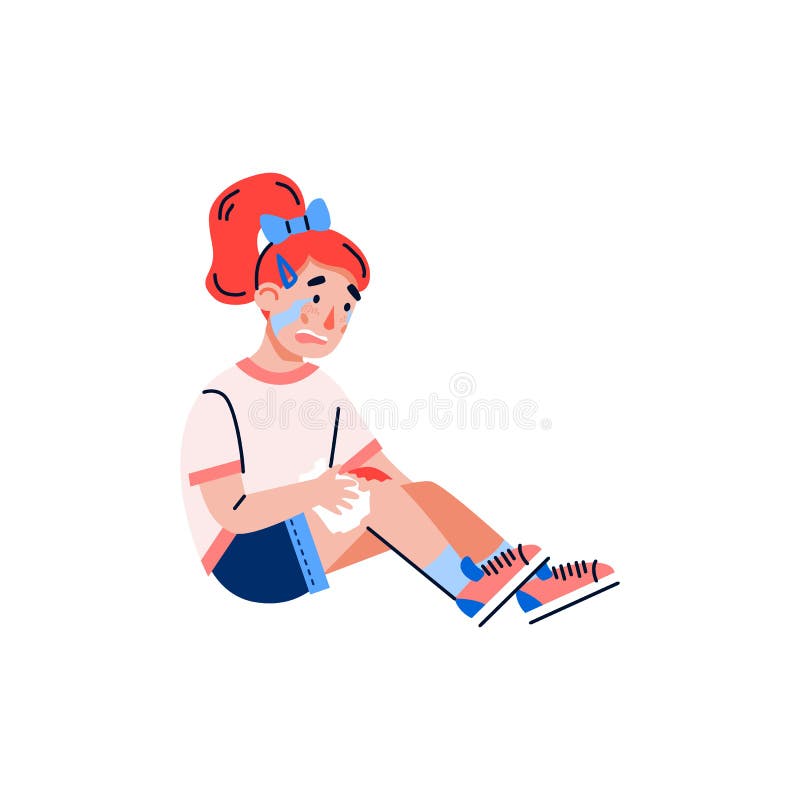 Kid Girl is Crying because of Painful Injury of Knee a Vector Illustration Stock Vector - Illustration of child, injury: 199990130 Kid Girl is Crying because of Painful Injury of Knee a Vector Illustration Stock Vector - Illustration of child, injury: 199990130