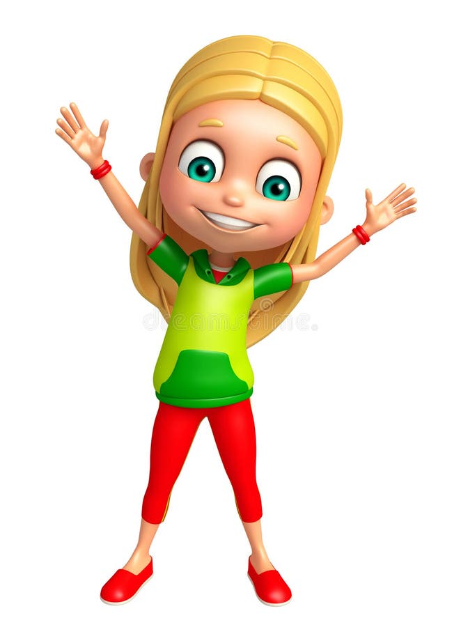 Kid girl with Funny pose stock illustration. Illustration of student