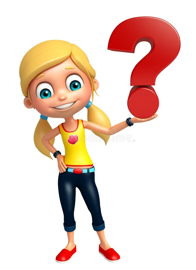 Kid girl with Question mark sign stock illustration