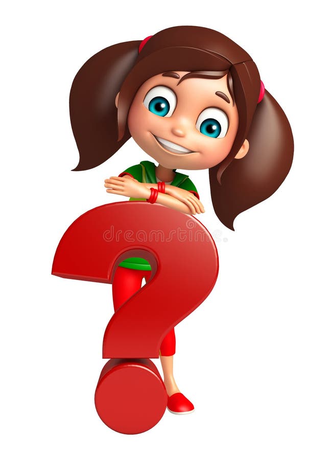 Kid Girl With Question Mark Sign Stock Illustration ...