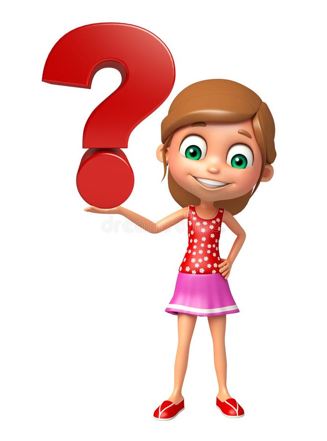 Kid girl with Question mark sign royalty free illustration
