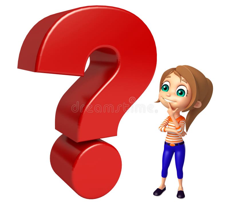 Kid girl with Question mark sign stock illustration