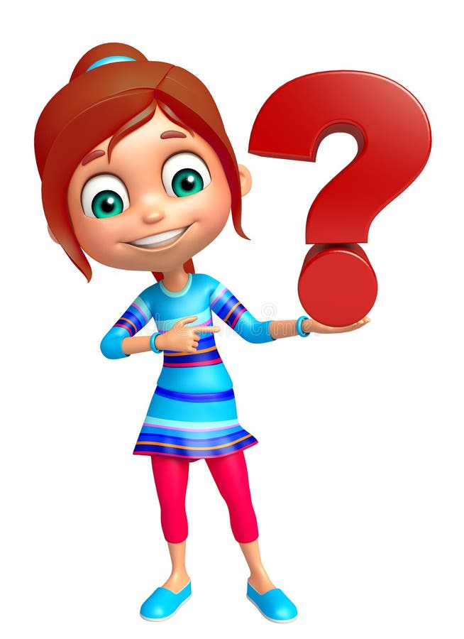 Kid girl with Question mark sign vector illustration
