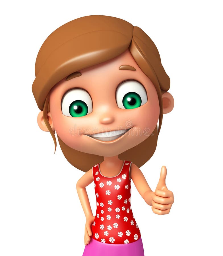 Kid Girl with Thumbs Up Pose Stock Illustration Illustration of class