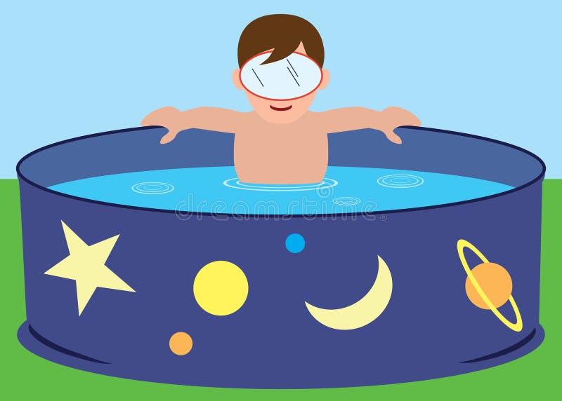 Summer Clipart-people enjoying backyard swimming pool during hot summer  clipart