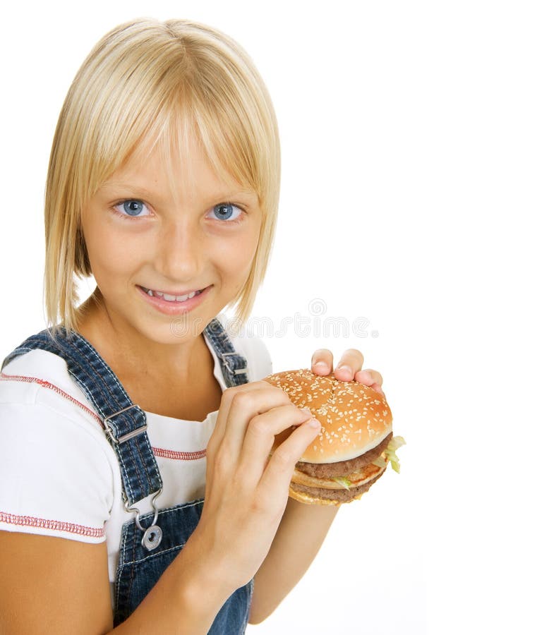 Kid with Hamburger stock image. Image of happy, person 15600745
