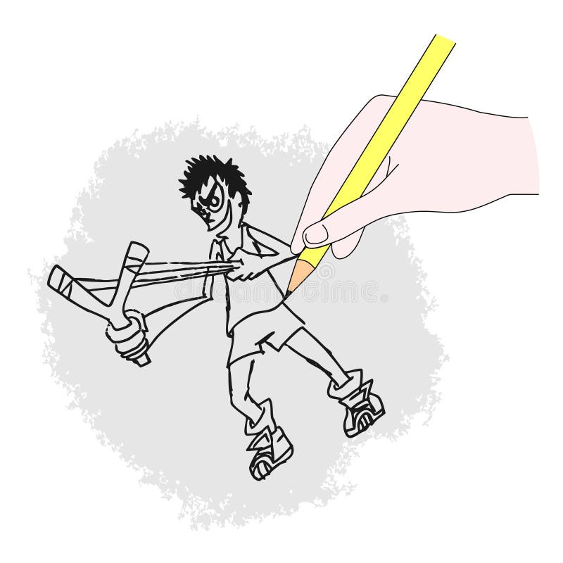 Kid hand drawing stock vector. Illustration of naughty 24009831