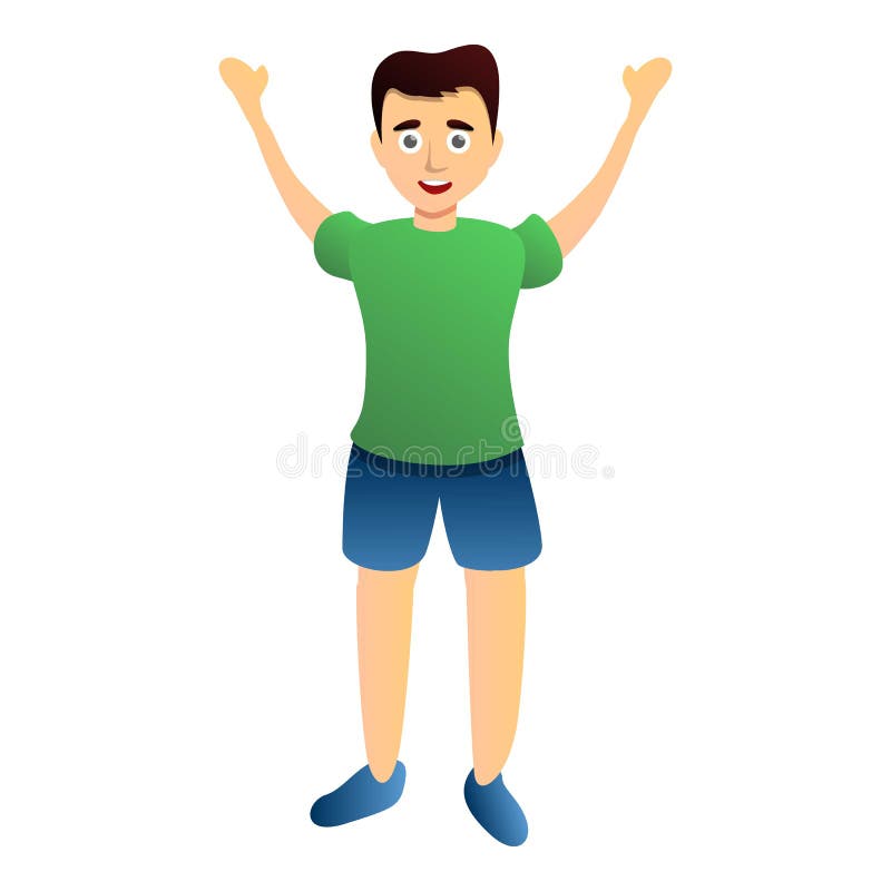Kid Hands Up Icon, Cartoon Style Stock Vector - Illustration of full,  person: 163900530