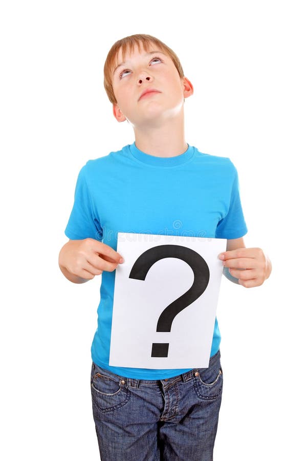 Kid holds Question Mark stock image. Image of alternative - 44063919