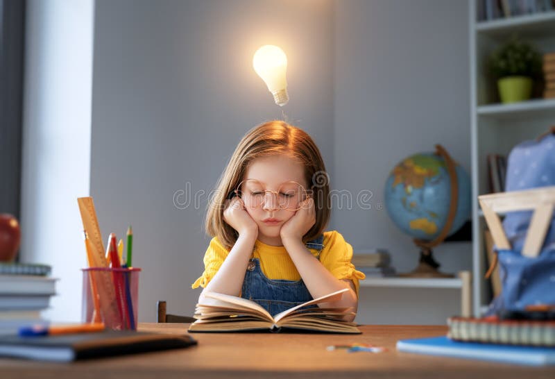 Kid is learning in class royalty free illustration