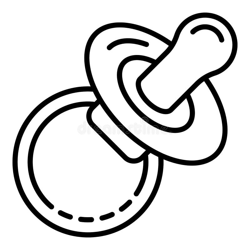 Kid Pacifier Icon, Outline Style Stock Vector Illustration of plastic