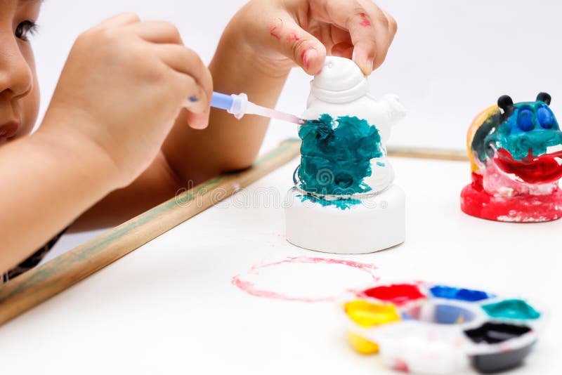 The kid painting color stock photo. Image of white, blue 57399222