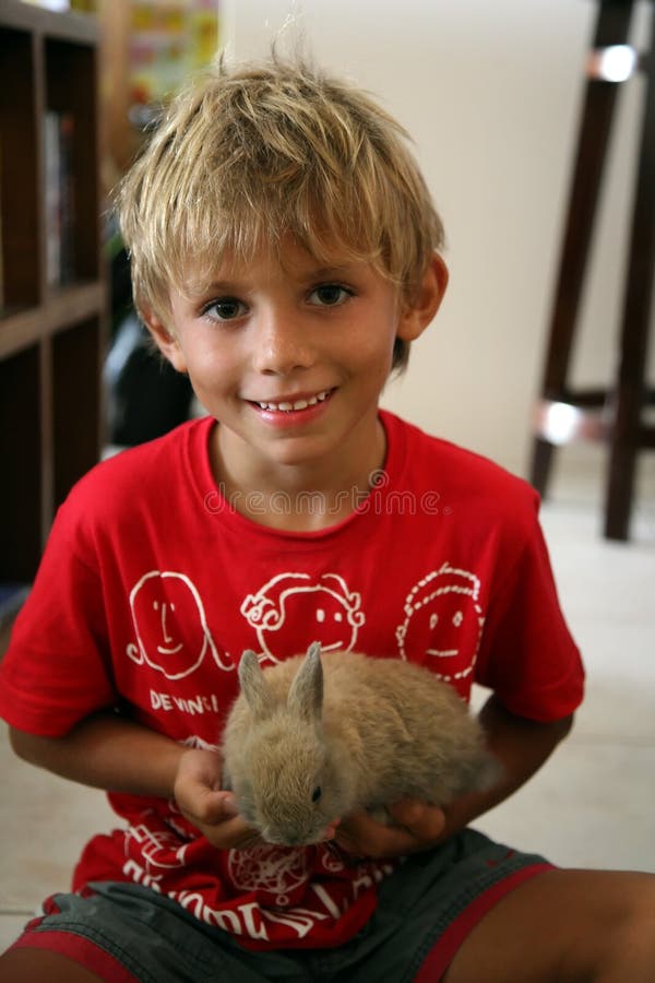 Kid with rabbit