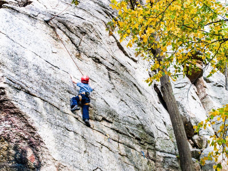 Rock Climbing boy,Ecuador editorial photography. Image of abseiling
