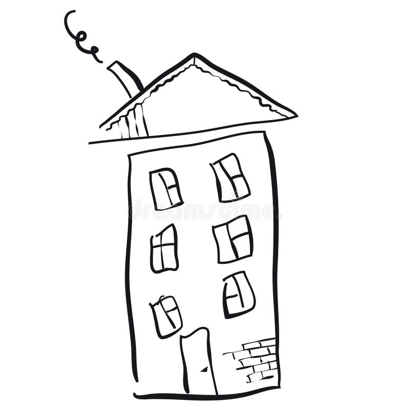 Kid s drawing of a house stock illustration. Illustration of house