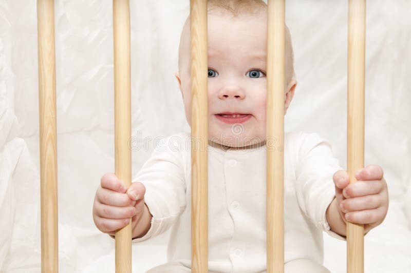 Baby gate stock photo. Image of bars, risk, male, toddler 7682264