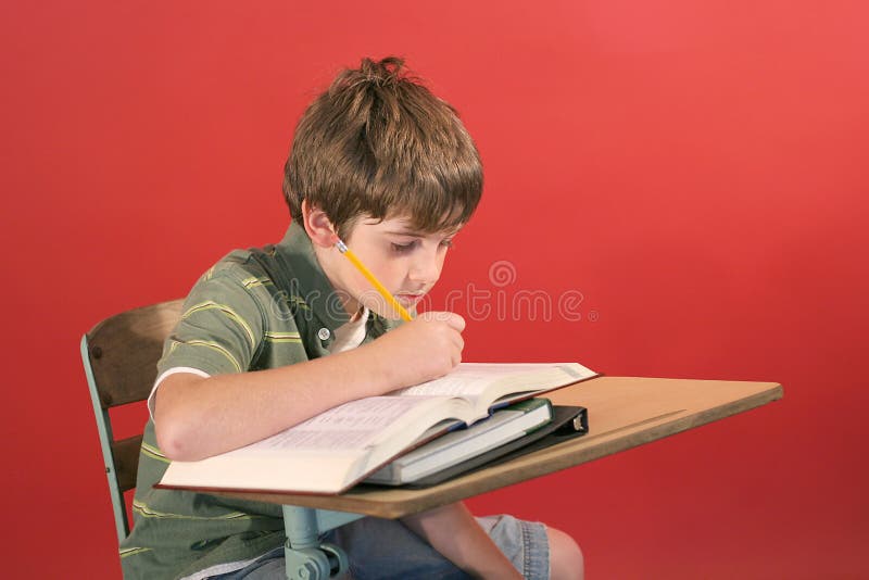 Kid studying at desk