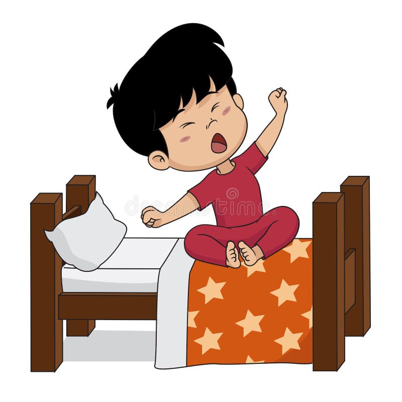 Kid Wake Up in the Morning. Stock Vector - Illustration of young ...