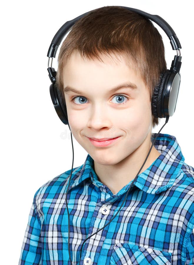 Kid wearing headphones stock photo. Image of happy, cheerful 29468456