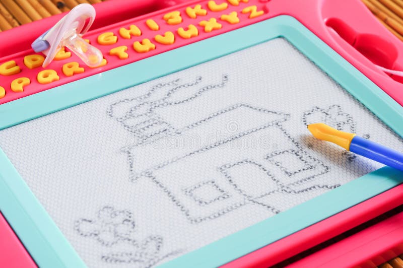 Kid white board with drawing stock photo Kid white board with drawing stock photo