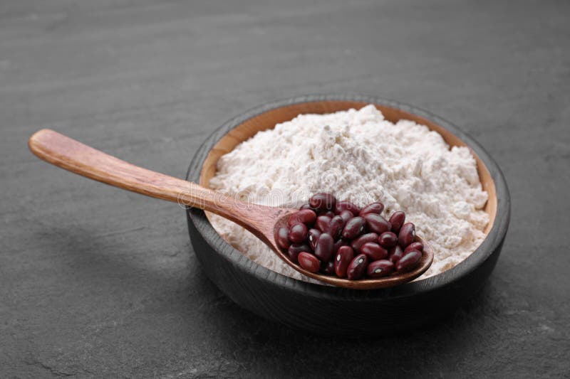 Kidney Bean Flour and Seeds on Black Table Stock Photo Image of bakery, black 271308474