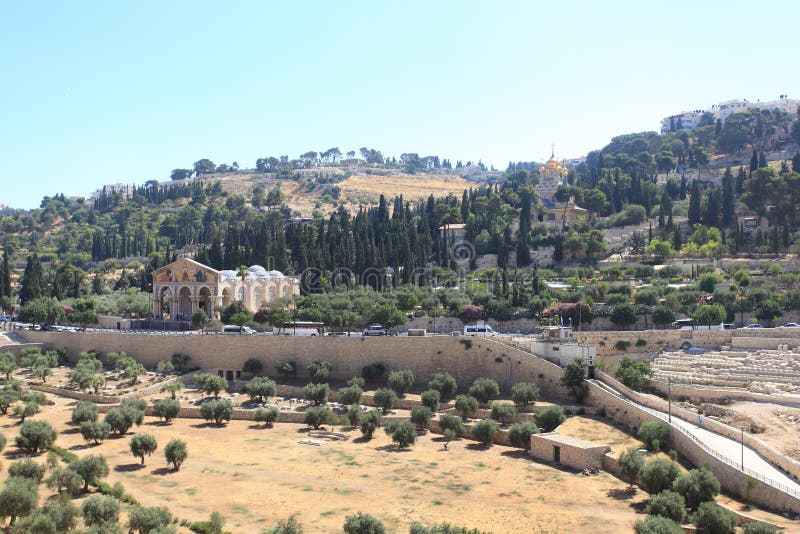 Kidron Valley & il monte degli Ulivi, Gerusalemme immagine stock Kidron Valley & il monte degli Ulivi, Gerusalemme immagine stock
